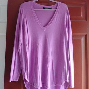 Lauren (Ralph Lauren) V Neck Lilac Sweater 1X